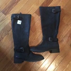 Cole Haan black strap boots riding boots
